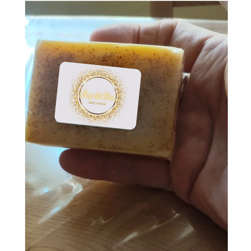 Jabón Exfoliante Luz de Oro 2x1 - Aclara manchas y renueva tu piel