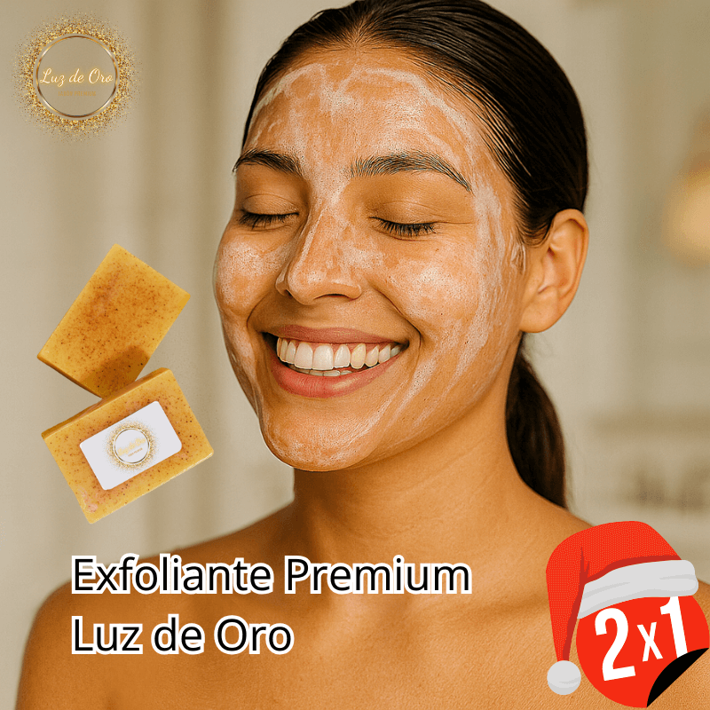 Jabón Exfoliante Luz de Oro 2x1 - Aclara manchas y renueva tu piel